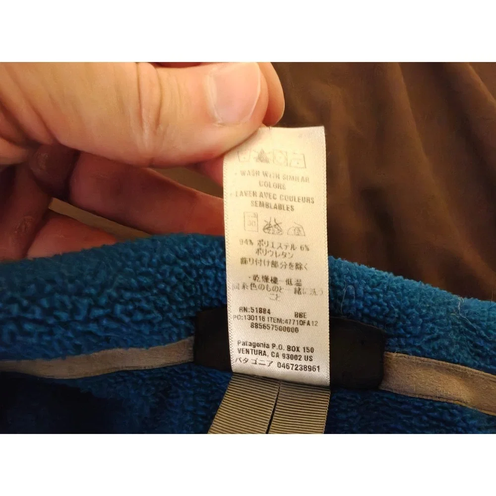 Patagonia R1 Pullover Mens Large Blue Grid Fleece Quarter Zip 47710 FA12 BBE
